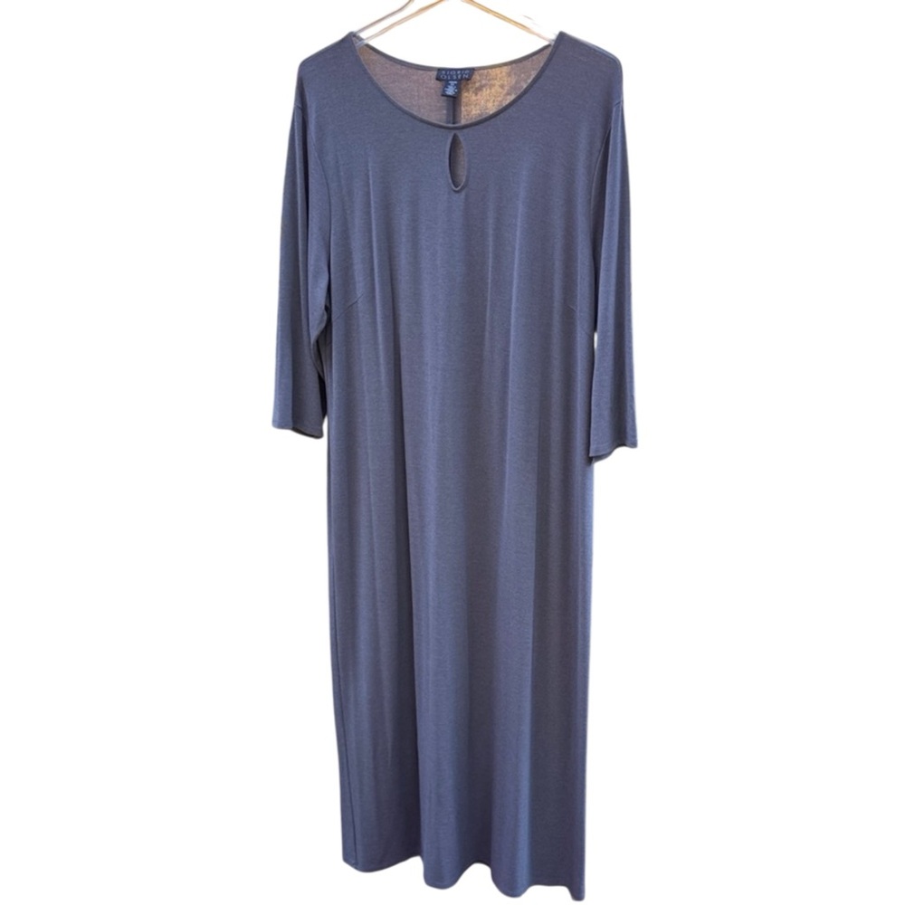 Sigrid Olsen Gray Knit Midi Dress with Keyhole Neckline – Size 3X